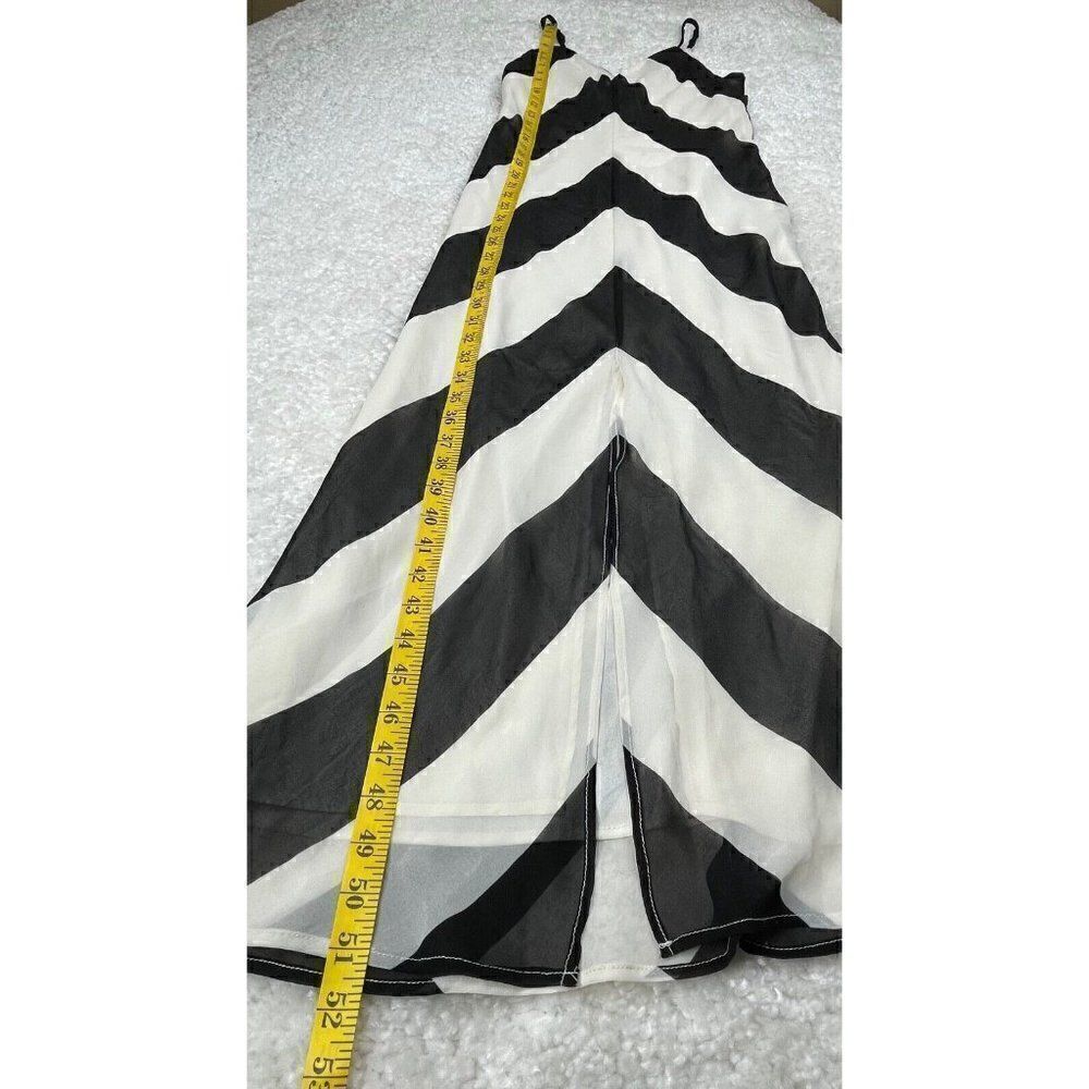 Christopher John Roberts Black White Chevron Slip Maxi Dress NEW - Picture 12 of 16